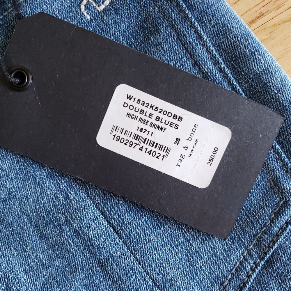 Rag & Bone High Waist Skinny Jeans in Double Blues - Picture 8 of 8